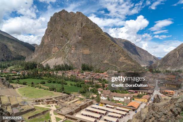 ancient inca ruins of ollantaytambo in peru - moray inca ruin stock pictures, royalty-free photos & images