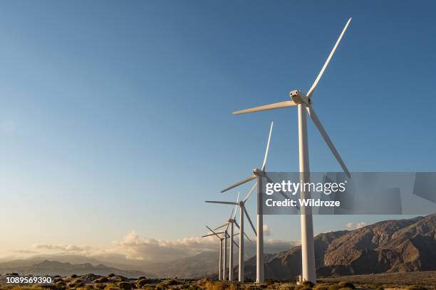 palm springs, california, renewable energy wind farm - wind turbine california stock pictures, royalty-free photos & images