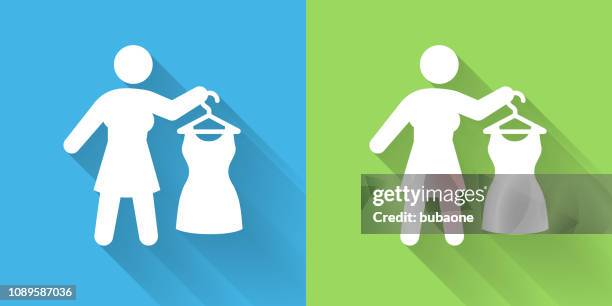 dressing up icon with long shadow - getting dressed stock illustrations
