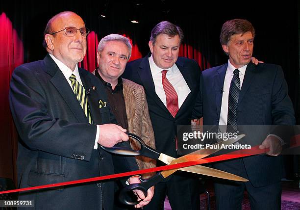 Music producer Clive Davis, AEG Live CEO Randy Phillips, AEG president and CEO Tim Leiweke and GRAMMY Museum executive director Robert Santelli...