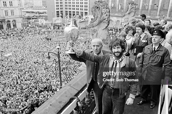 Ron Saunders Aston Villa manager Ron Saunders and captain Dennis Mortimer with the ...