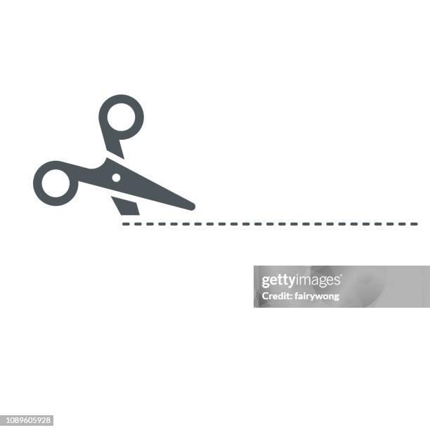 scissor, cut line,cut here symbol - paper scissors stock illustrations