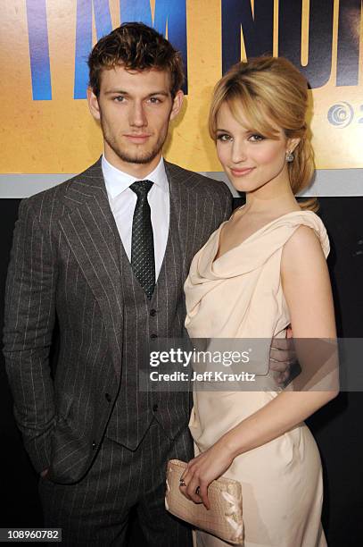 Alex Pettyfer and Dianna Agron attends the Los Angeles premiere of "I Am Number Four" at Mann's Village Theatre on February 9, 2011 in Westwood,...