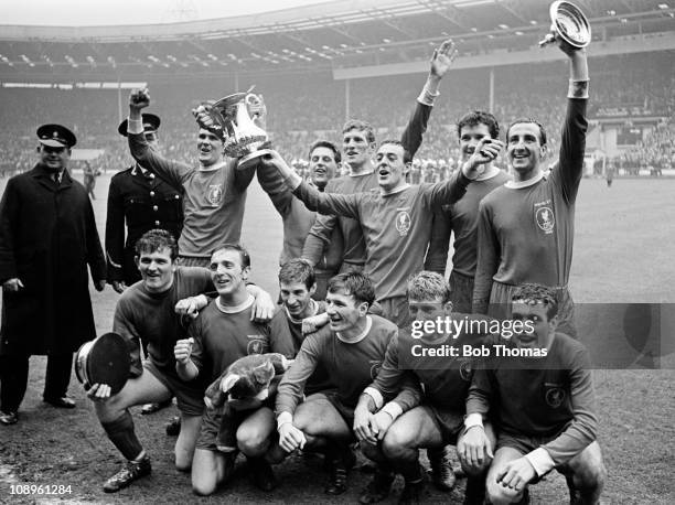 The Liverpool team, back row, left to right, Ron Yeats, Gordon Milne, Willie Stevenson, Ian St John, Chris Lawler and Gerry Byrne, front row, left to...