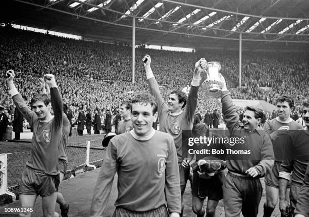 The Liverpool team, including, left to right, Geoff Strong, Ian Callaghan , Ron Yates, Peter Thompson, Gordon Milne and Chris Lawler parade the...