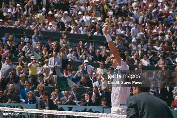 Tennis player Ivan Lendl wins the Men's Singles title at the 1984 French Open in Paris.