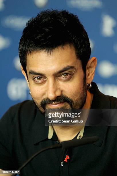 Jury member and actor Aamir Khan attends the International Jury press conference during day one of the 61st Berlin International Film Festival at the...