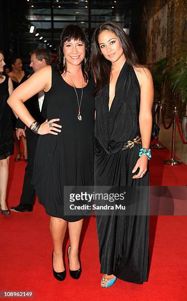 Actresses Bronwyn Turei and Faye Smythe arrive at the Westpac Halberg Awards at the SkyCity Convention Centre on February 10, 2011 in Auckland, New...