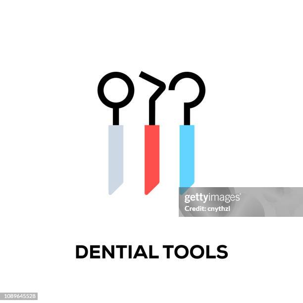 flat line design style modern vector dential tools icon - bin icon stock illustrations
