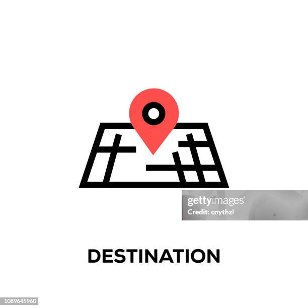flat line design style modern vector destination icon - tourism logo stock illustrations