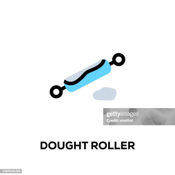 flat line design style modern vector dought roller icon - baking background stock illustrations