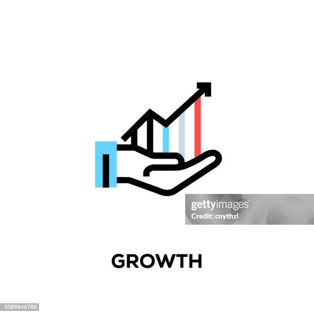 flat line design style modern vector growth icon - telecommunications engineer stock illustrations