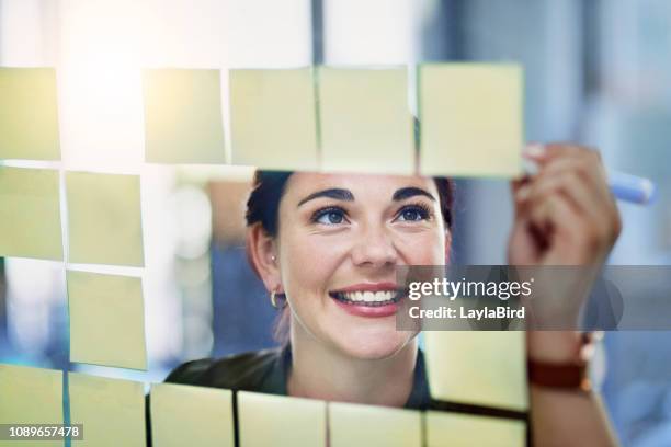 detailing her visions for her business - brainstorming wall stock pictures, royalty-free photos & images