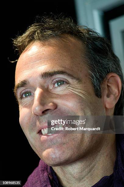 Alex Corretja attends a press conference for a charity campaign sponsored by Fundacio Banc Dels Aliments held at the Rambla de Mar on February 10,...