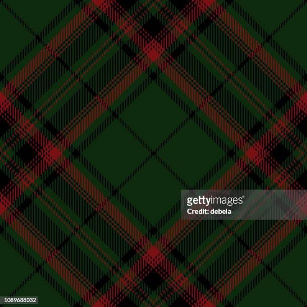 grün und rot schottischen tartan-karo textil-muster - scottish culture stock-grafiken, -clipart, -cartoons und -symbole