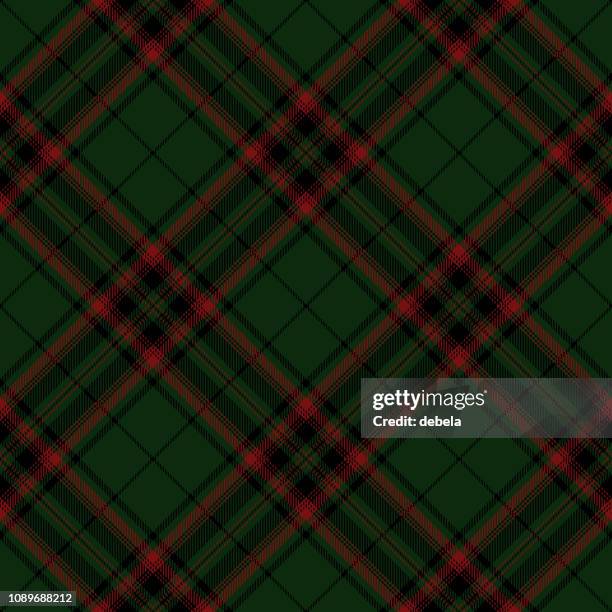 green and red scottish tartan plaid textile pattern - scottish culture stock illustrations stock illustrations