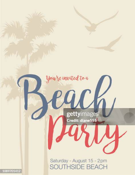 beach party invitation - nautical invitation stock illustrations
