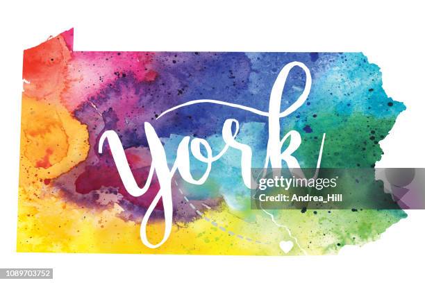 york, pennsylvania watercolor raster map illustration - york pennsylvania stock illustrations