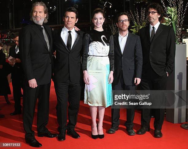 Actor Jeff Bridges, Josh Brolin, actress Hailee Steinfeld, directors Joel and Ethan Coen attend the 'True Grit' Premiere during the opening day of...