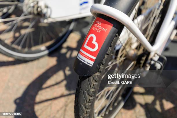 public bicycles parked in the city centre of eindhoven - eindhoven city stock pictures, royalty-free photos & images