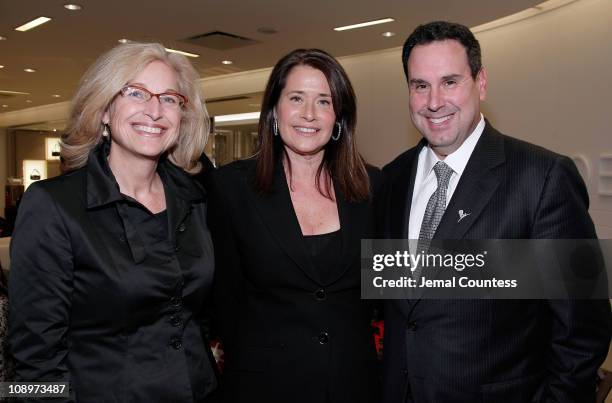 Suzy Johnson of SAKS Fifth Ave. With Saks Ceo Steve Sadove and Actress Lorraine Bracco at the Pre-Party for the Saks Fifth Avenue Holiday Window...