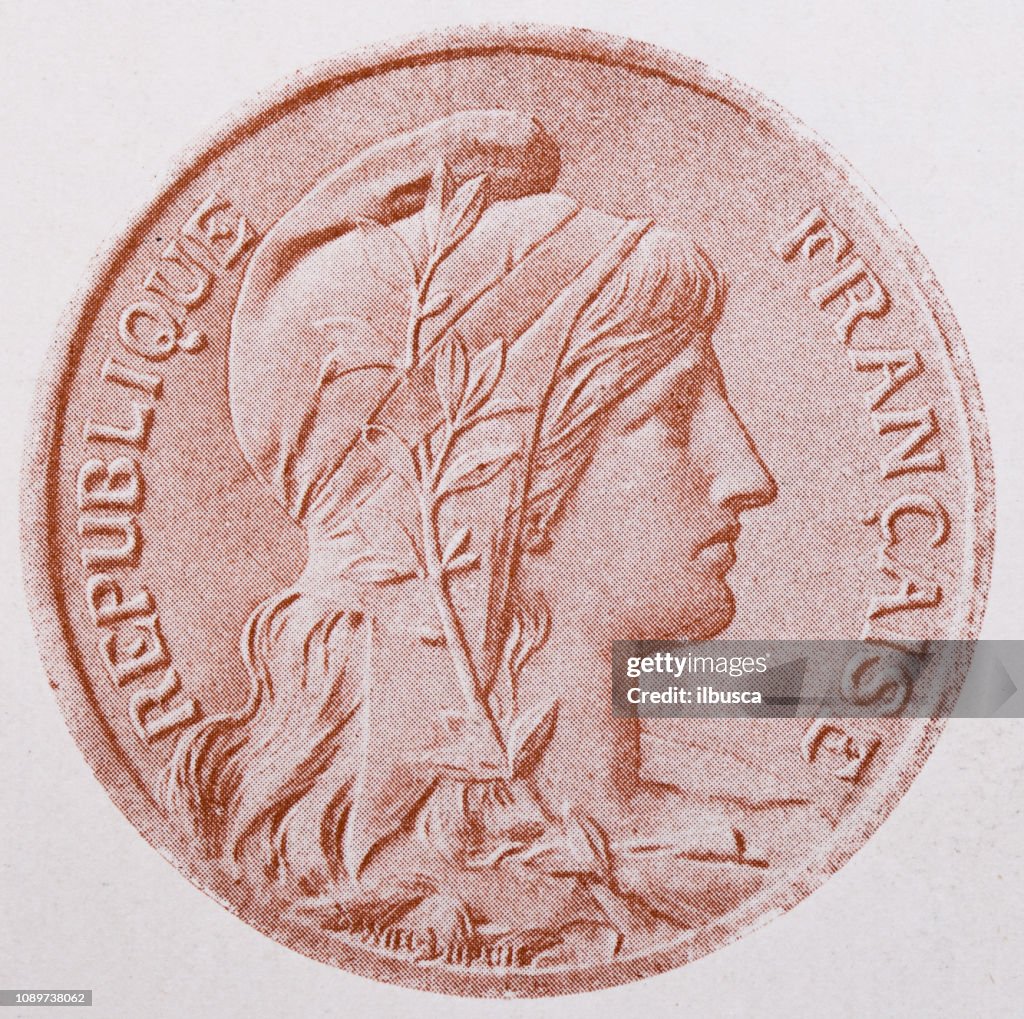 Antique art painting illustration: Study for new French 10c coin