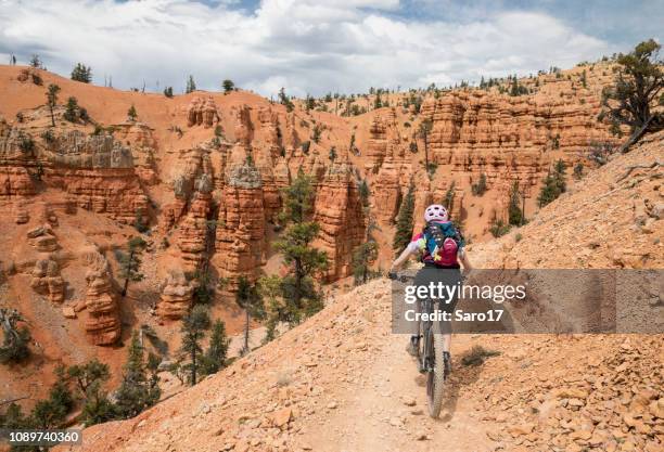 enda trail mountainbiking på red canyon, utah. - red canyon bildbanksfoton och bilder