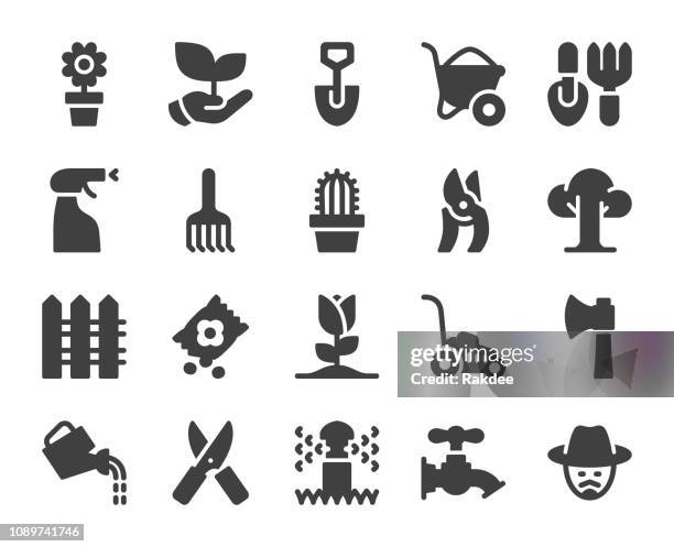 gardening - icons - lawn care stock illustrations