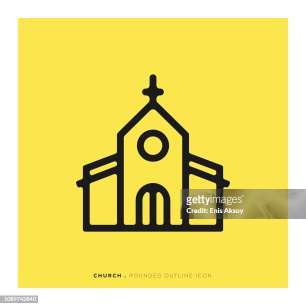 abgerundete liniensymbol kirche - church icon stock-grafiken, -clipart, -cartoons und -symbole