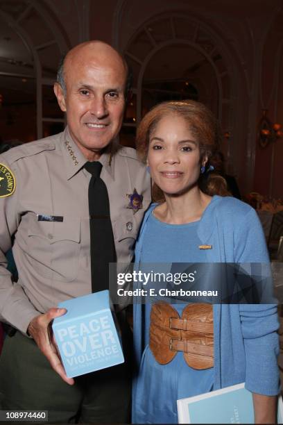 Los Angeles County Sheriff Lee Baca and honoree Constance Rice at the Peace Over Violence Annual Humanitarian Awards Dinner at the Beverly Hills...