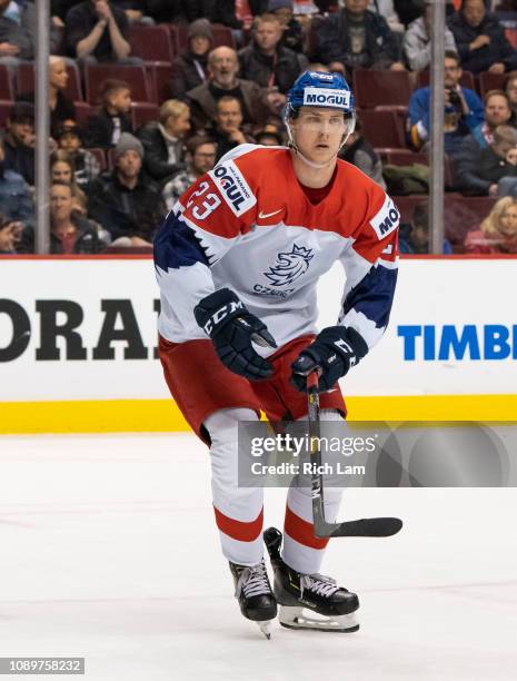 Daniel Bukac of the Czech Republic skates in Group A hockey action of the 2019 IIHF World Junior Championship against Denmark on December 2018 at...