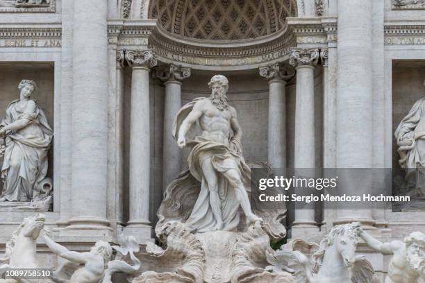 oceanus in the middle of the fontana di trevi - rome, italy - roman sculpture stock pictures, royalty-free photos & images