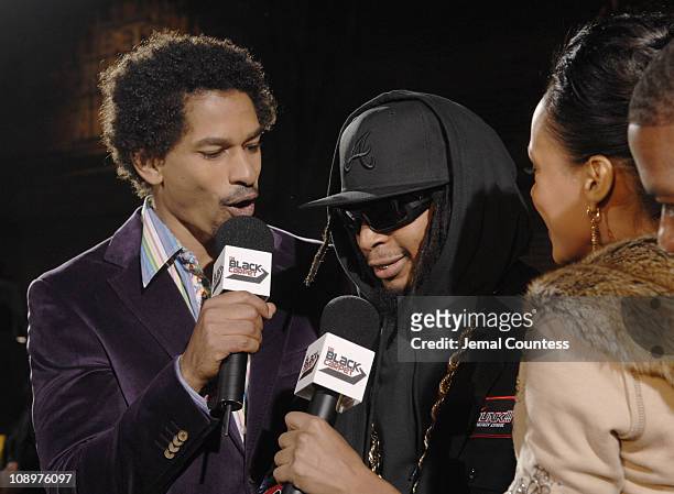 Toure of BET News, Lil Jon, Danella of BET News during 2006 BET Hip-Hop Awards - Black Carpet at Fox Theatre in Atlanta, Georgia, United States.