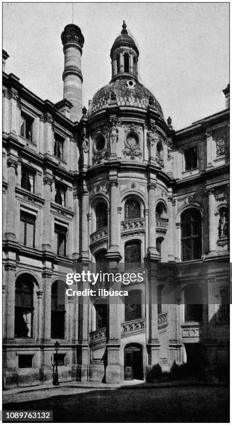 antique photograph: hotel de ville, paris - hotel de ville paris stock illustrations