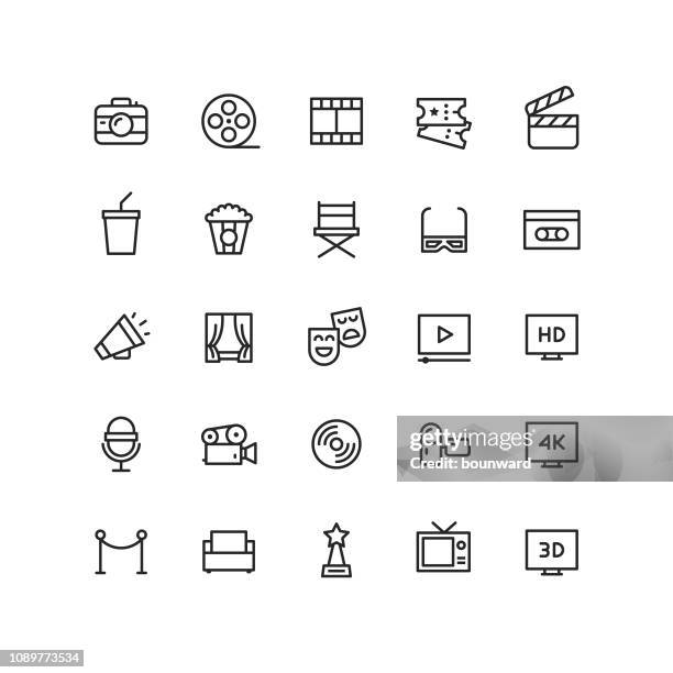 übersicht kino & movie icons - stuhl stock-grafiken, -clipart, -cartoons und -symbole