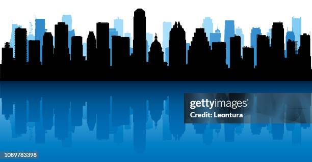 austin (all buildings are complete and moveable) - austin texas skyline vector stock illustrations