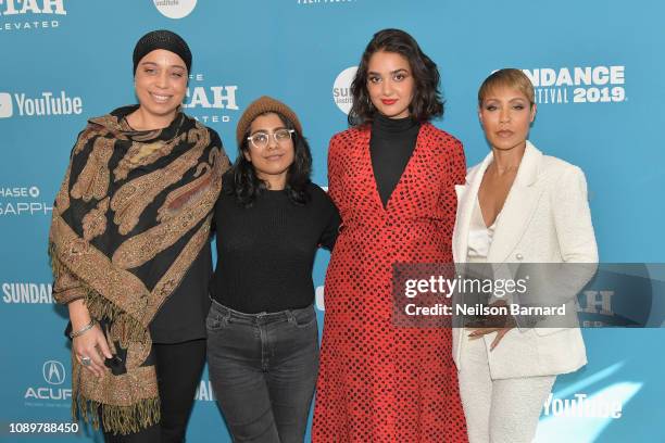 Executive Producer Jana Babatunde-Bey, director Minhal Baig, actor Geraldine Viswanathan and Executive Producer Jada Pinkett Smith attend the "Hala"...