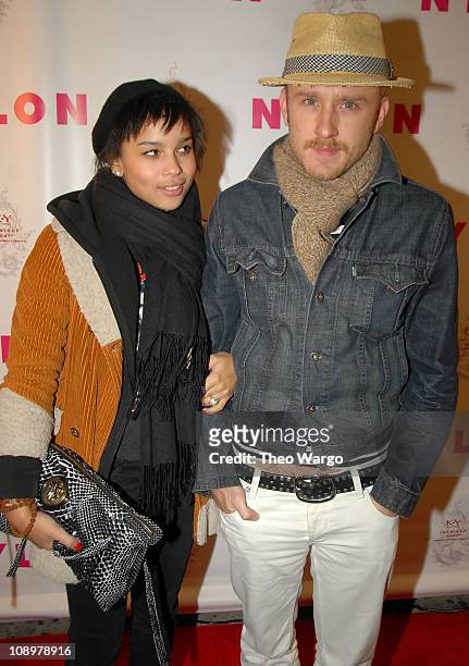 Actors Zoe Kravitz and Ben Foster attend NYLON February Issue Launch with The Kills at Bowery Ballroom on February 11, 2007 in New York City.