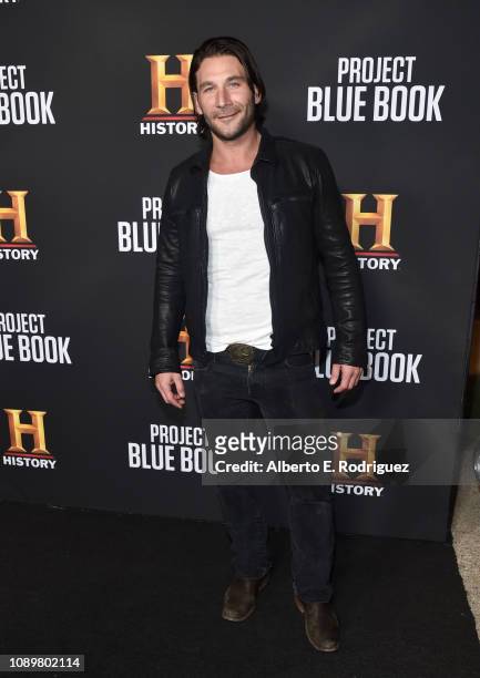 Zach McGowan attends the premiere of History Channel's "Project Blue Book" at Simon House on January 03, 2019 in Beverly Hills, California.