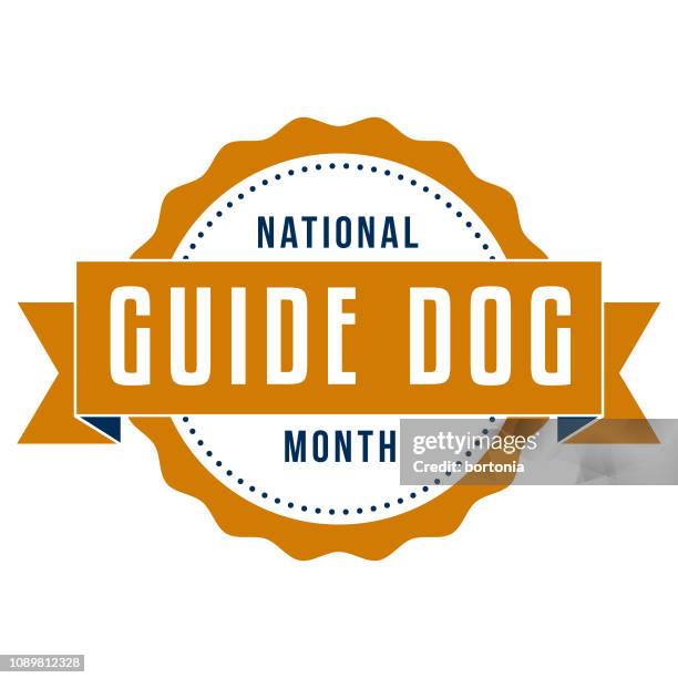 national guide dog month label - guide dog stock illustrations