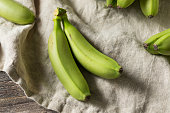 Raw Organic Unripe Green Baby Bananas
