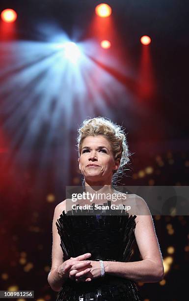 Anke Engelke presents the grand opening ceremony during the opening day of the 61st Berlin International Film Festival at Berlinale Palace on...