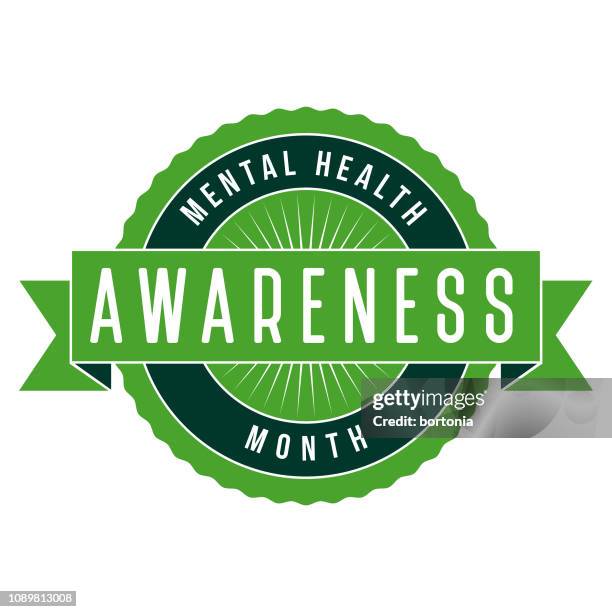 mental health awareness month label - mental health awareness month stock illustrations