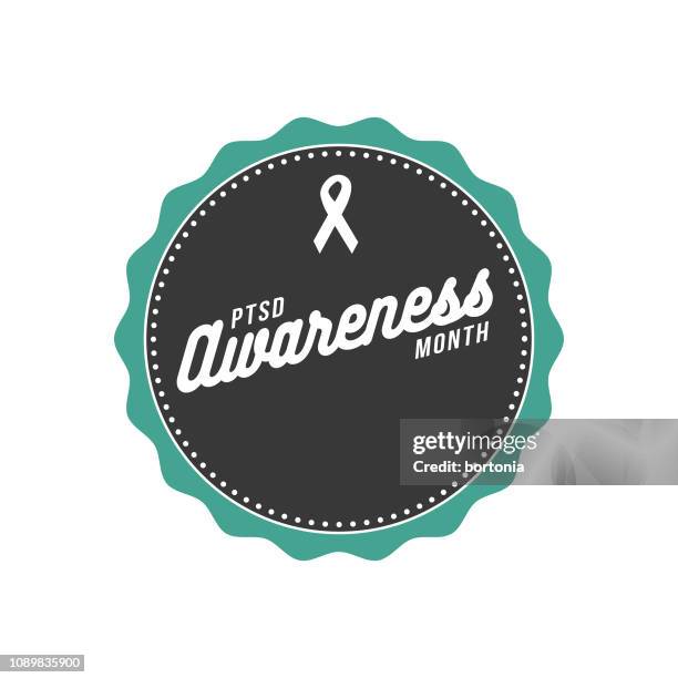 ptsd awareness month label - ptsd awareness stock illustrations