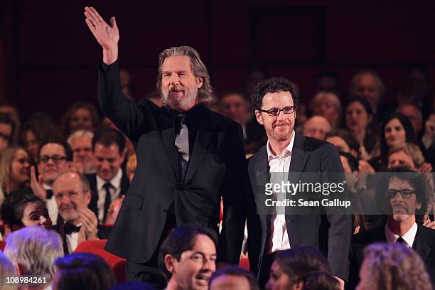Jeff Bridges and Ethan Coen attend the grand opening ceremony during the opening day of the 61st Berlin International Film Festival at Berlinale...