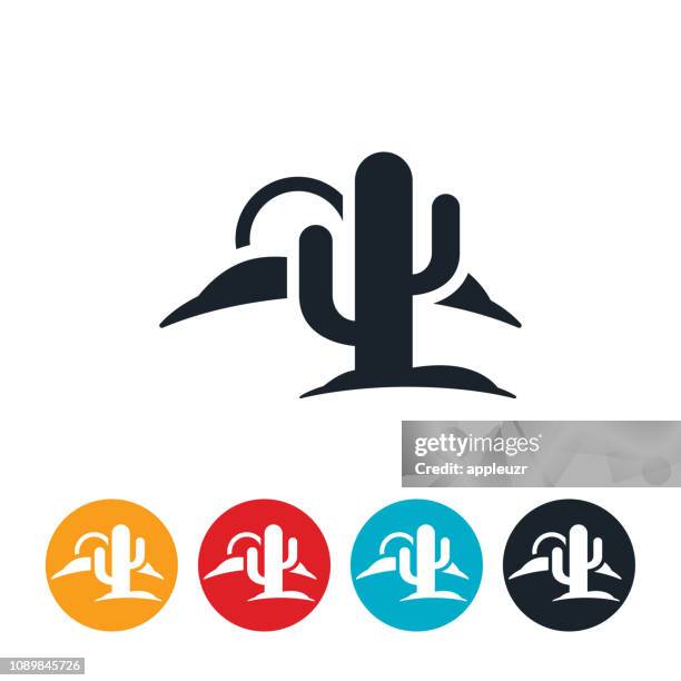 desert cactus scene icon - saguaro cactus stock illustrations