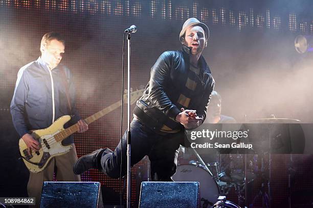 Beatsteaks perform at the grand opening ceremony during the opening day of the 61st Berlin International Film Festival at Berlinale Palace on...