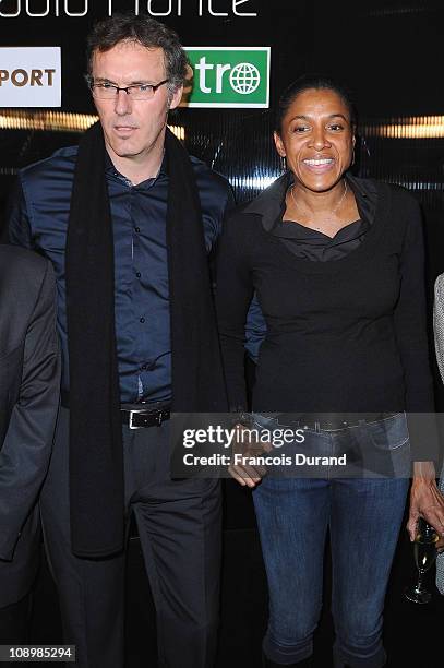 Coach of the French National football team Laurent Blanc and Marie-Jose Perec attend the 'Best French Sportsman Of The Year 2010' Award at Maison de...