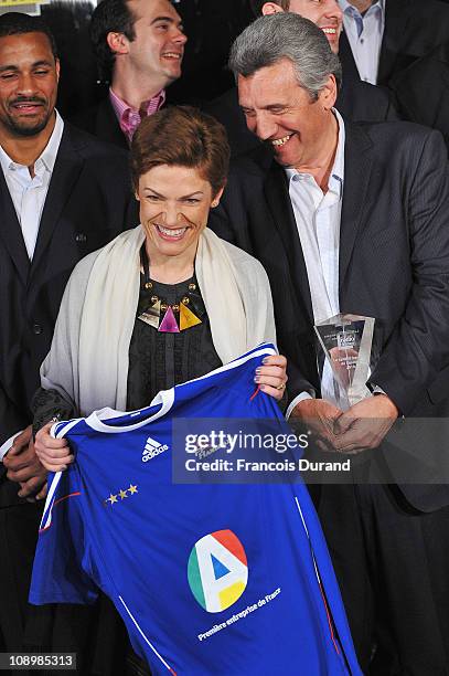 French handball national team coach Claude Onesta and France's Sports Minister Chantal Jouanno attend the 'Best French Sportsman Of The Year 2010'...