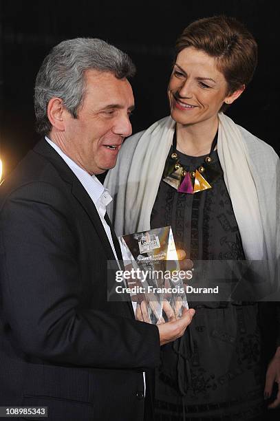 French handball national team coach Claude Onesta and France's Sports Minister Chantal Jouanno attend the 'Best French Sportsman Of The Year 2010'...